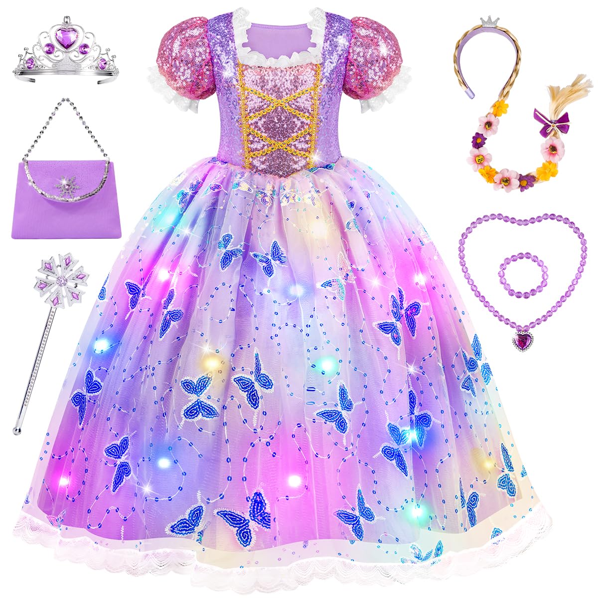 Meland Princess Dress Up for Girls 3-10, Light Up Costume for Girls Gift 🍁 All In One Marketplace Canada