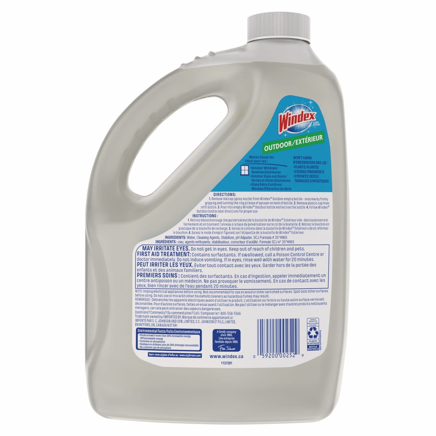 Windex Outdoor Window, Glass, and Patio Cleaner Refill, Streak-Free, Removes Dirt and Grime, Surface Cleaning Shine Spray, 3.8mL Windex