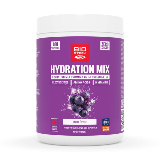 BioSteel Electrolyte Hydration Mix Powder, Zero Sugar, No Artificial Flavours, Grape, 100 Serving Container - Available at All In One Marketplace Canada