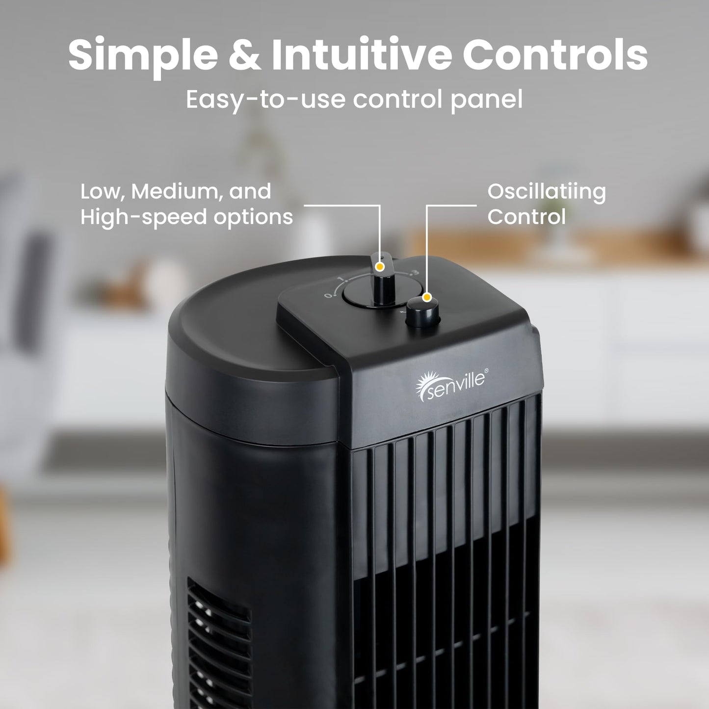 Senville 27" Standing Fan for Bedroom and Home with 60° Oscillation, 3 Speed, Compact Space-Saving Design, SENFZ10-19M - Available at All In One Marketplace Canada