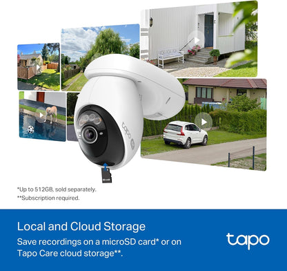 Tapo 4K Solar-Powered Outdoor Camera Wireless, 360° View, No Monthly Fee, Person/Vehicle Detection, 24/7 Time-Lapse Capture, Starlight Color Night Vision, SD/Cloud Storage, Works w/Alexa & Google Home