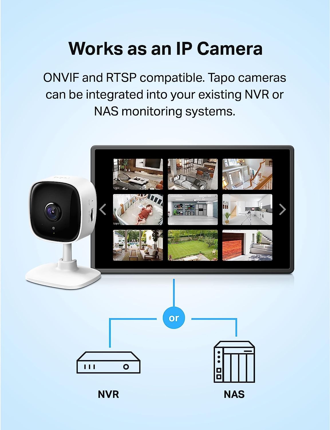 Tapo Smart Home Security WiFi Camera for Baby/Pet, 2.4GHz Wi-Fi Connection Required, 1080p (Full HD), Up to 30 ft Night Vision, Up to 128 GB microSD Card Slot, Works w/Alexa and Google (Tapo C100)