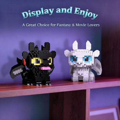 IBLOTIME Micro Dragon Building Sets Easter 1158 PCS Fantasy Black White Dragon Models with Movable Wings Micro Bricks Creative Display Gift Christmas Birthday Ages 14+ 🍁 All In One Marketplace Canada