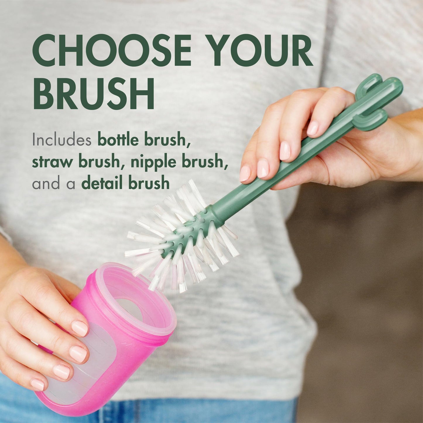 Boon Cacti Bottle Cleaning Brush Set, Terracotta , 4 Piece Set 🍁 All In One Marketplace Canada