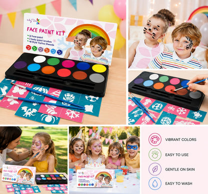 Maydear Face Painting Kit for Kids with 12 Colors Safe and Non-Toxic Large Water Based Face Paint (Matte) - Available at All In One Marketplace Canada