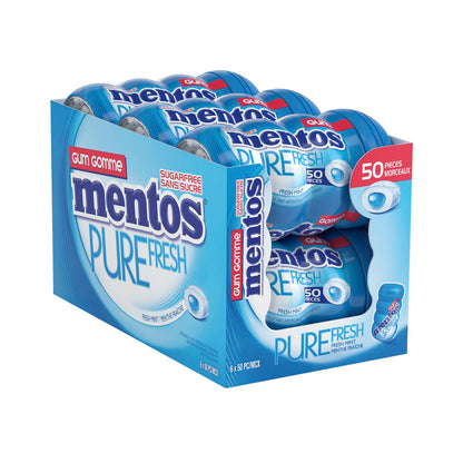 Mentos Pure Fresh Mint Sugar-Free Chewing Gum - 6 Bottle Bundle (300 Pieces)