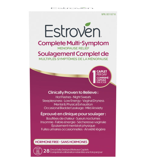 Estroven Complete Multi-Symptom Menopause Supplement for Women, 28 Ct., Clinically Proven Ingredient Provide Menopause Relief & Night Sweats & Hot Flash Relief* Drug-Free & Non-GMO - Available at All In One Marketplace Canada