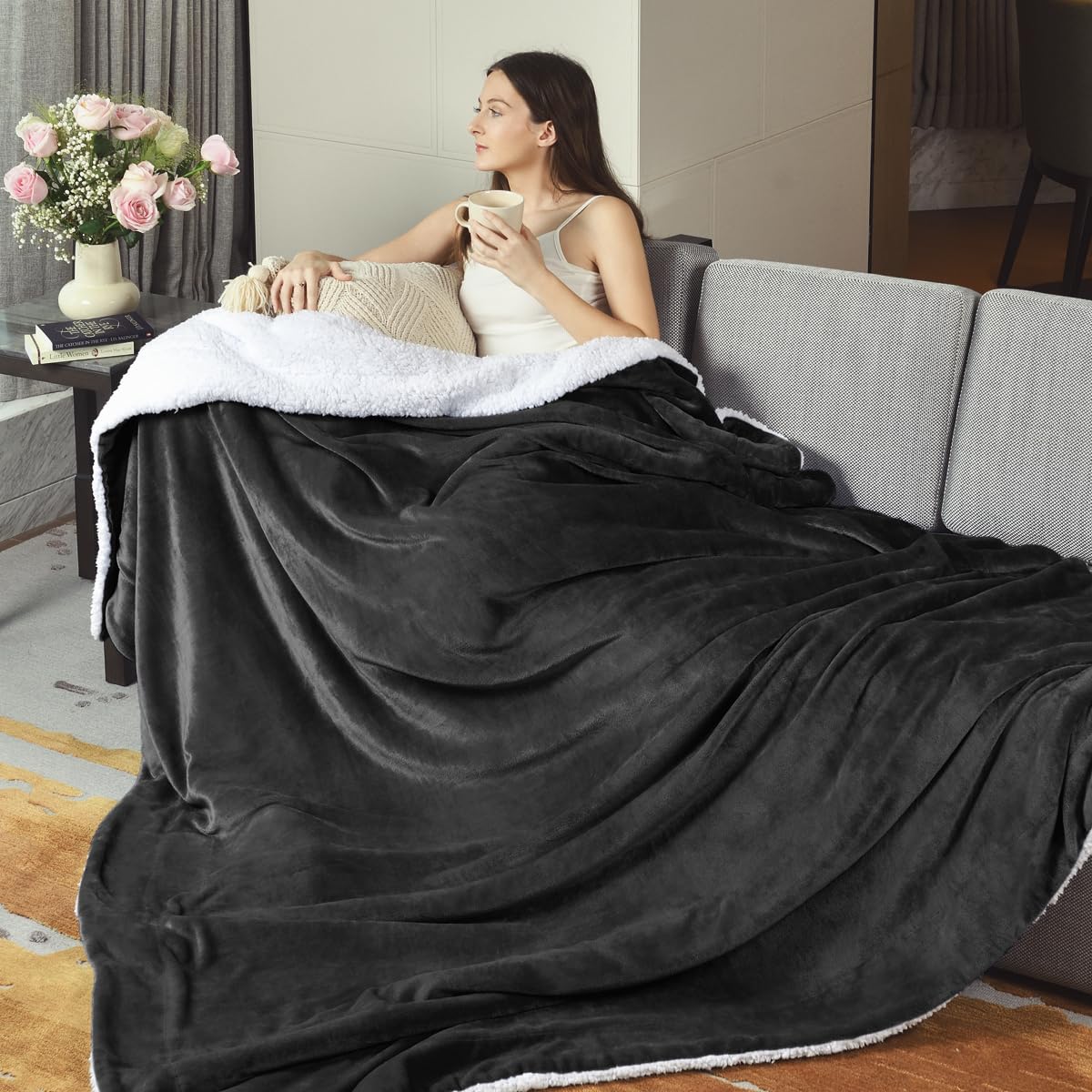 KAWAHOME Sherpa Fleece King Size Blanket for Bed, Extra Warm Heavy Thick 🍁 All In One Marketplace Canada