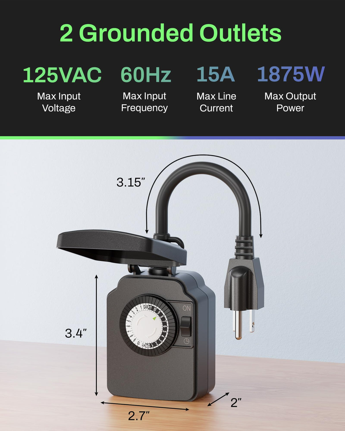 BN-LINK Outdoor 24-Hour Mechanical Timer Outlet, 1 Grounded Outlet 🍁 All In One Marketplace Canada