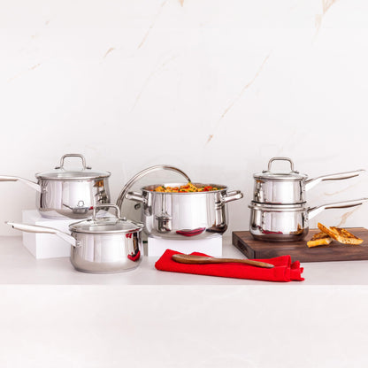 Lagostina Classico 10-Piece Stainless Steel Cookware Set, Silver