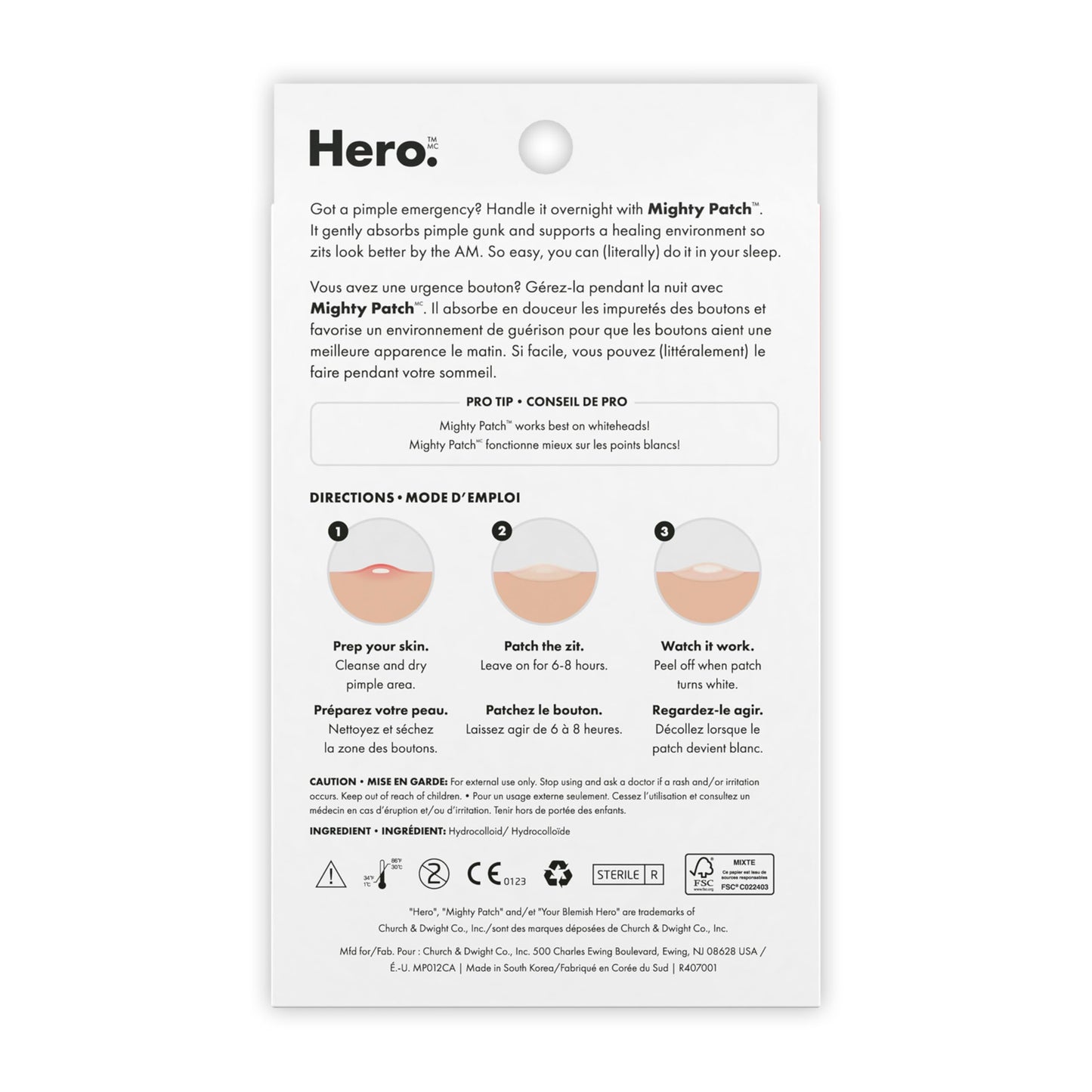 Hero Cosmetics Mighty Patch Original – Hydrocolloid Patch for Pimples, Overnight Acne Blemish & Zit Stickers for Sensitive Skin, (72 Count)