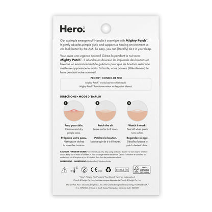 Hero Cosmetics Mighty Patch Original – Hydrocolloid Patch for Pimples, Overnight Acne Blemish & Zit Stickers for Sensitive Skin, (72 Count)