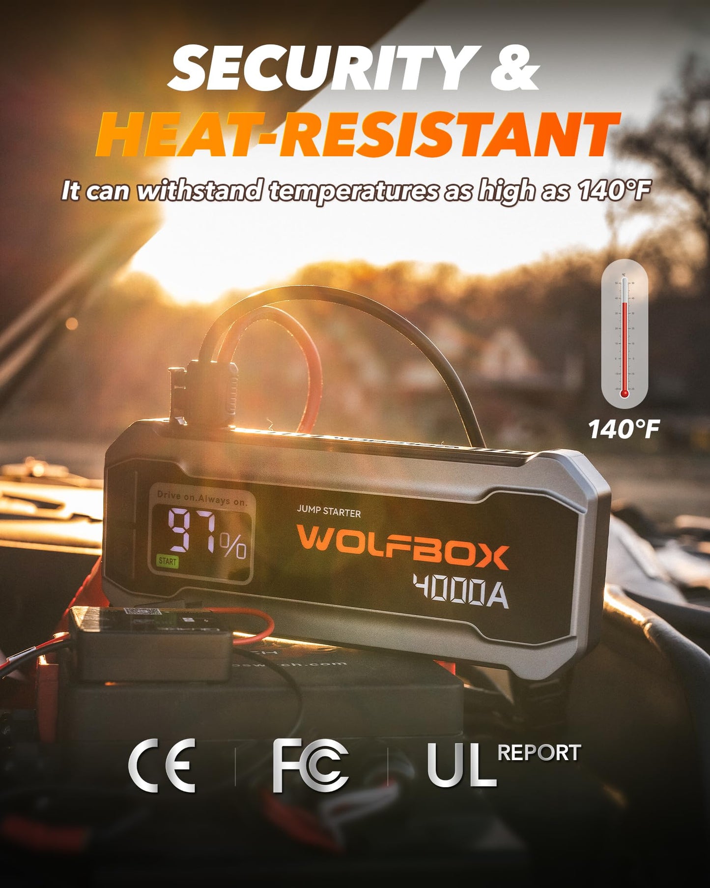 WOLFBOX MV24 4000A Jump Starter,12V Car Booster Pack with 65W Quick Charger,LED Display, 88.8Wh Portable Jump Starter Battery (10L Gas 10L Diesel Engine) with LED Light, Jumper Cables