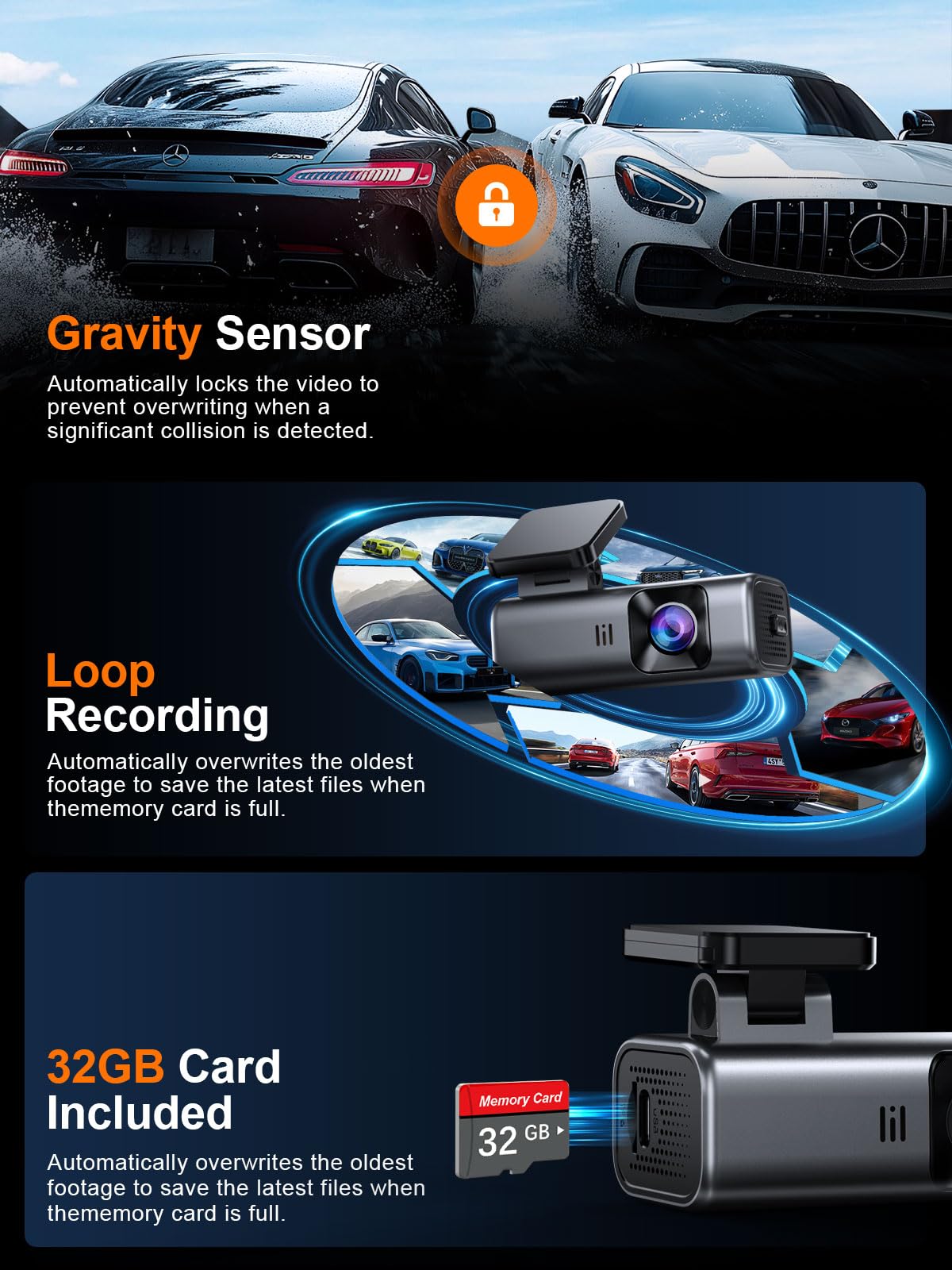 galphi 4K Dash Cam Front, Built-in 5G WiFi, 32GB Card Included, Dash Camera for Cars, Mini Dashcam for Cars with Loop Recording, G-Sensor, 24 Hours Parking Monitor, APP, Support 256GB Max