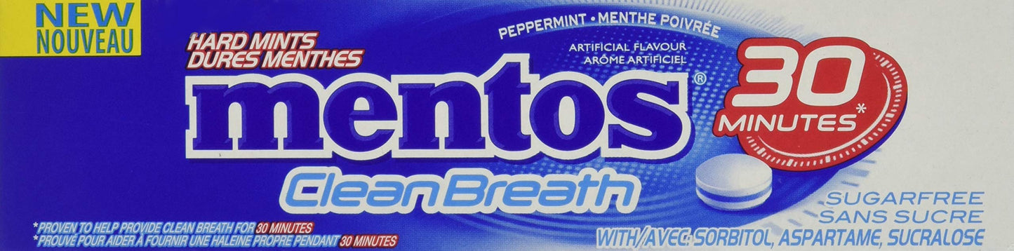 Mentos Clean Breath Peppermint Mints - 12 Pack (360 Pieces)