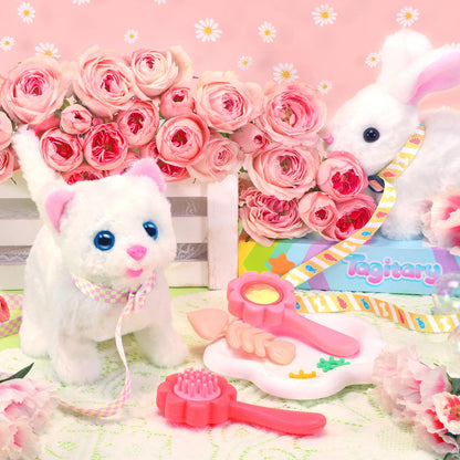 Tagitary Plush Toys Electronic Toy Cat That Walking and Meowing,Tail Wagging Interactive Toy Cat for Kids with Leash,Easter Christmas Birthday Gift for Toddlers Kids 🍁 All In One Marketplace Canada