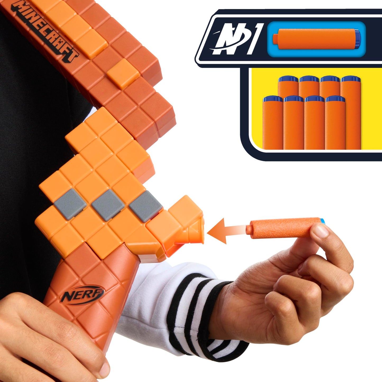 Nerf Minecraft Bow Dart Blaster, Pull-Back String Priming, 8 Nerf N1 Darts Compatible Only with Nerf N1 Dart Blasters, Ages 8+ Nerf