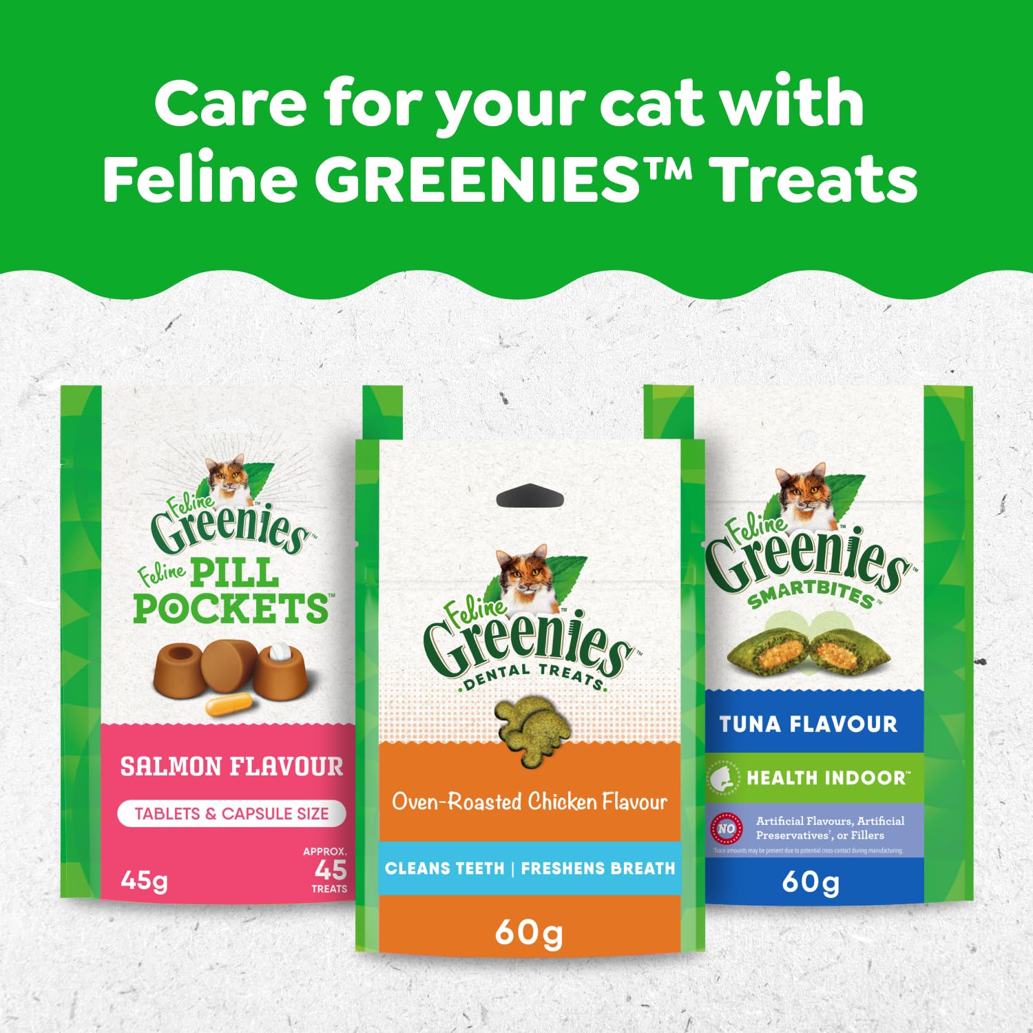 GREENIES Feline Cat Treats Natural Dental Care, Oven Roasted Chicken Flavour, 21oz. Tub