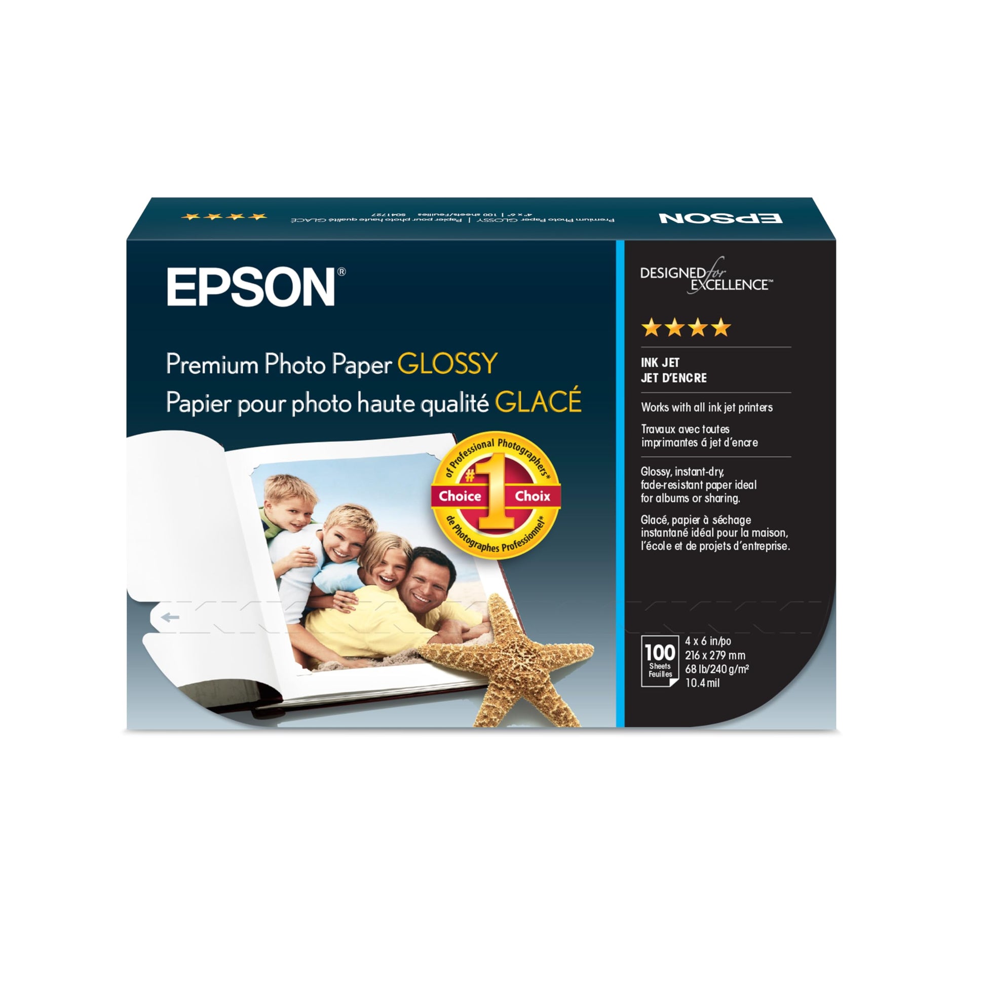 Epson Premium Photo Paper Glossy 4x6 100 Sheets S041727 Epson