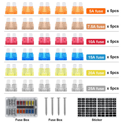 Kohree 12V Fuse Block 12 Way, Blade Marine Fuse Block with LED Indicator
