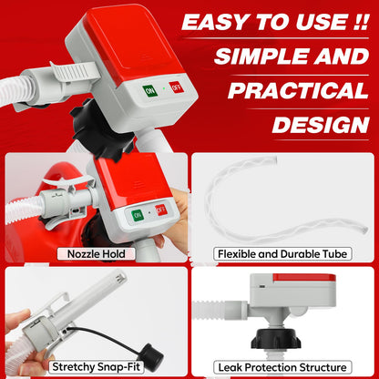 2026 Upgraded Electric Fuel Transfer Pump with Auto-Stop, 3.2 Gallon per Min, USB & Battery Powered, 51" Hose, 4 Gas & Jerry Can Adapters, Leak-Proof Gas Pump for Gasoline, Diesel and Kerosene
