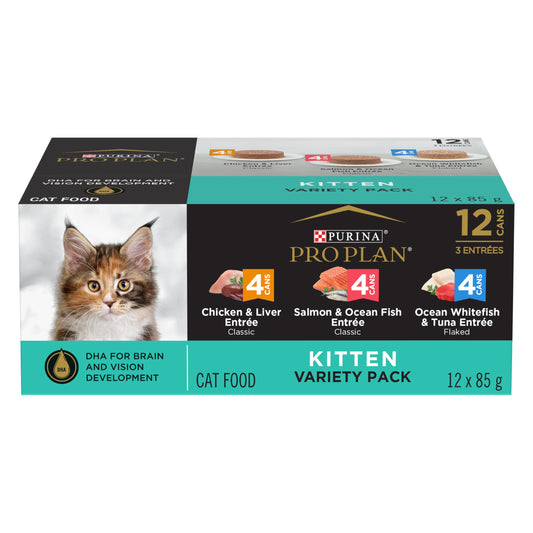Purina Pro Plan Wet Cat Food, Development Kitten Variety Pack - 85 g x 12 (2 Pack) - Available at All In One Marketplace Canada