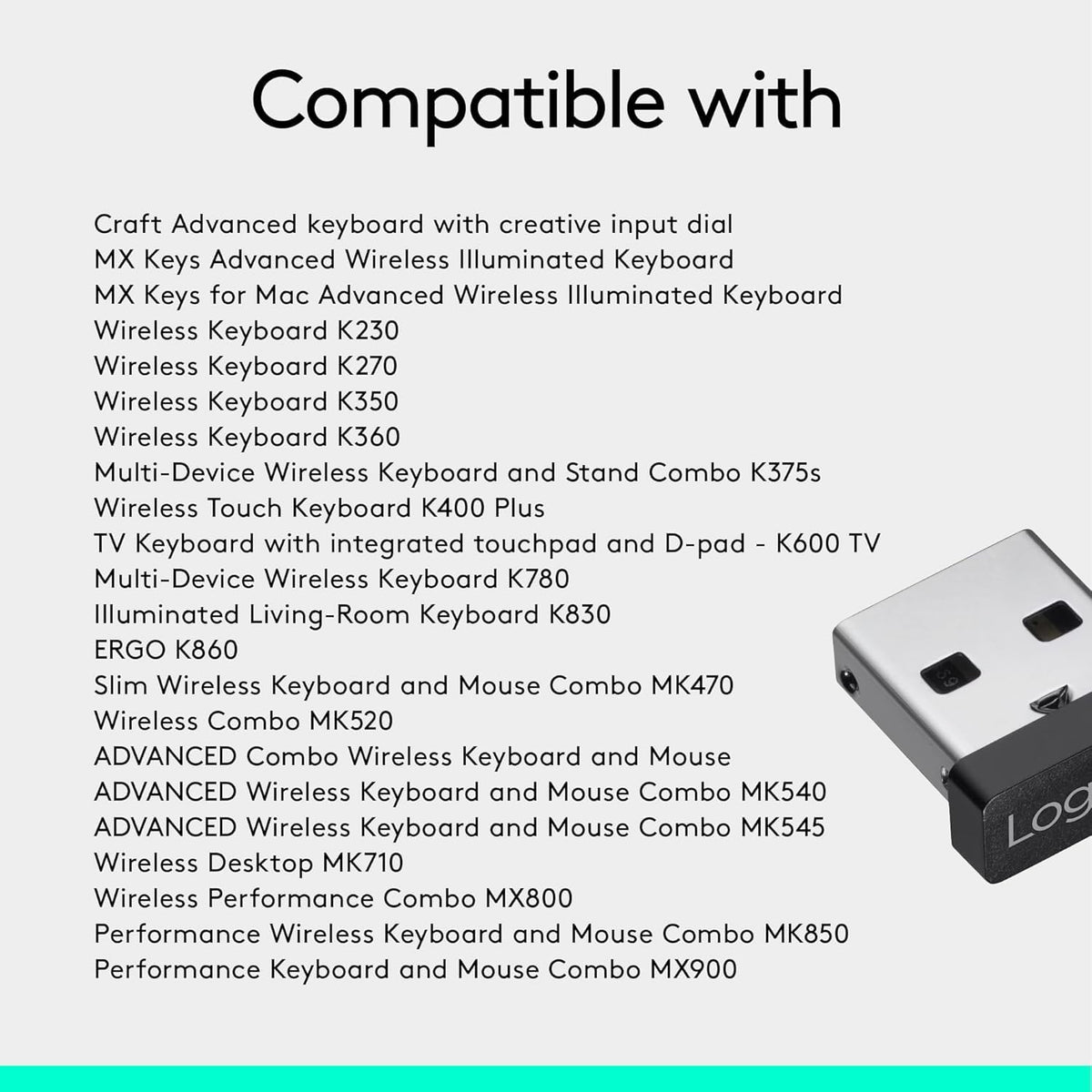 Logitech USB Unifying Receiver 2.4 GHz Wireless Technology - Black