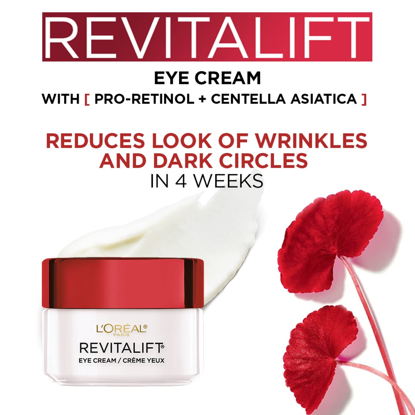 L’Oréal Paris Eye Cream with Pro-Retinol, Centella Asiatica, Resists Signs of Aging, Softens and Smooths Eye Area, Dark Circle under Eye Treatment, Revitalift, 15 mL L'Oreal Paris