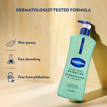 Vaseline Intensive Care Aloe Vera Hydration Body Lotion for Dry Skin with 48H Moisture + Ultra hydrating lipids, 600 ml (3-pack) - Available at All In One Marketplace Canada
