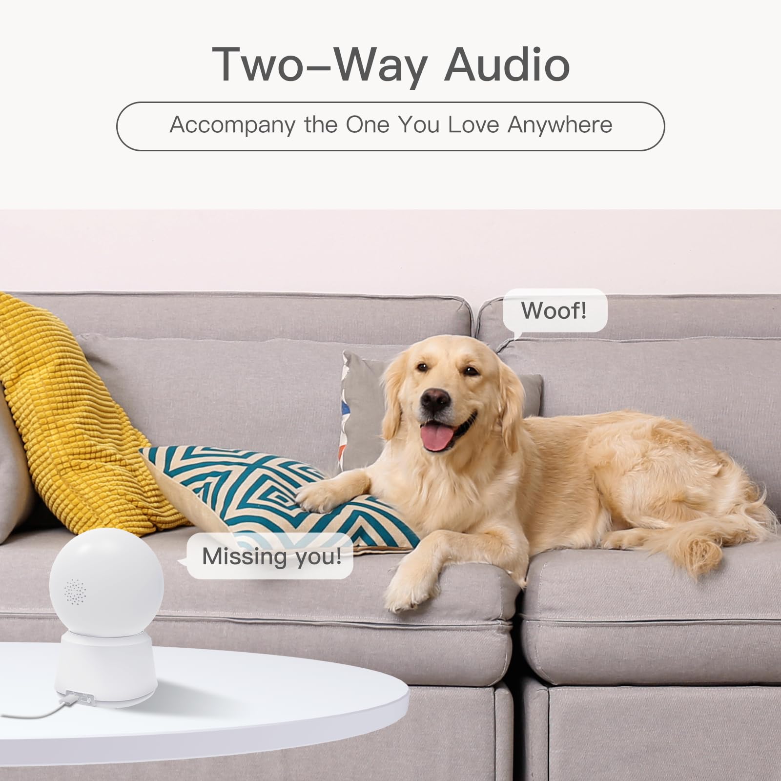 360° View 2K Pet Camera with Phone App 2 Pack, Indoor Security Camera, Baby Monitor, Motion Tracking, Pan/Tilt, Night Vision, Two-Way Audio, Works with Alexa, 2.4G WiFi Only (P2T 2PC)