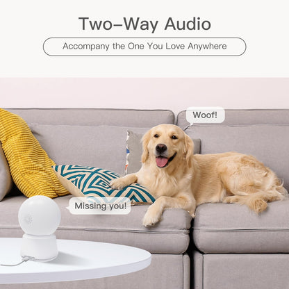 360° View 2K Pet Camera with Phone App 2 Pack, Indoor Security Camera, Baby Monitor, Motion Tracking, Pan/Tilt, Night Vision, Two-Way Audio, Works with Alexa, 2.4G WiFi Only (P2T 2PC)