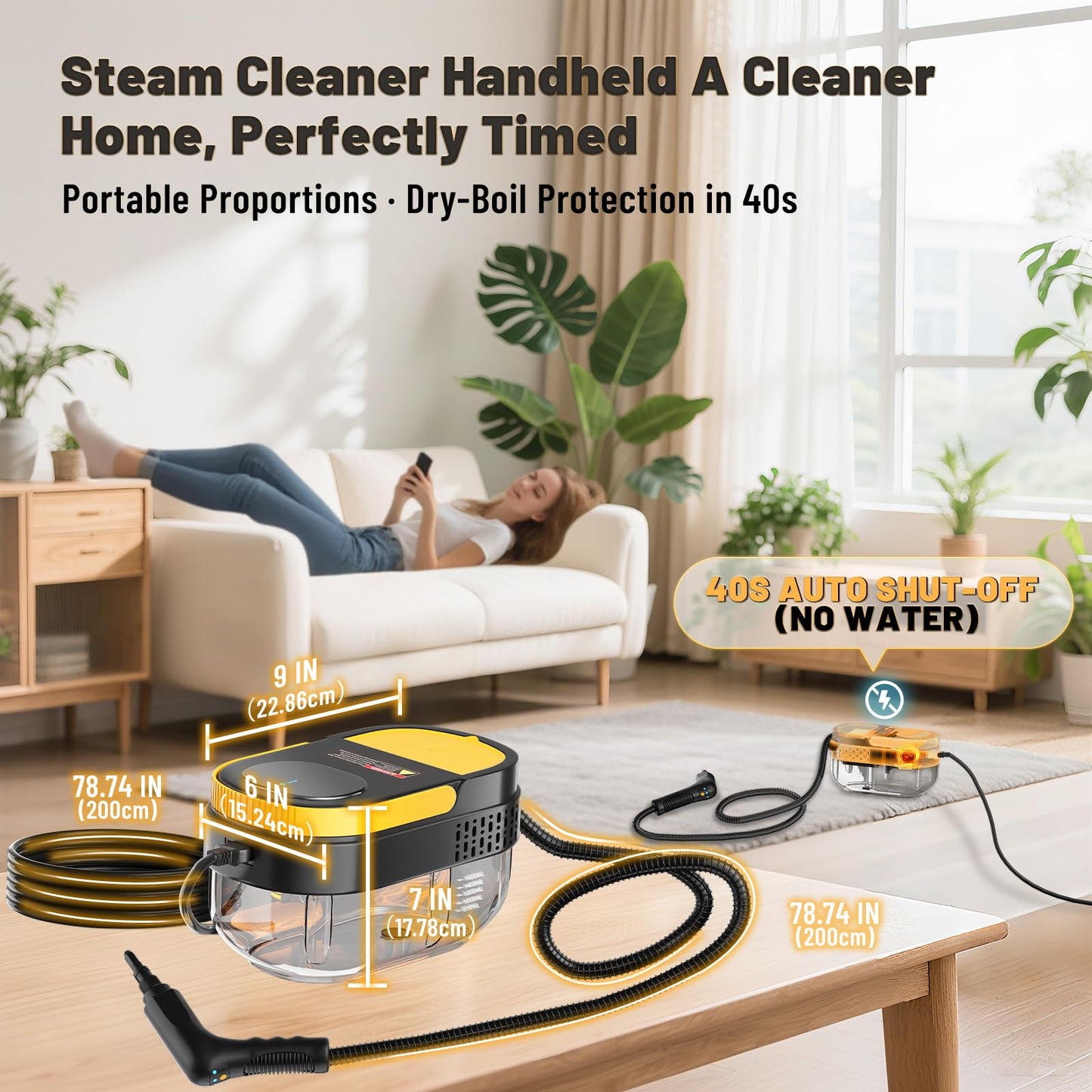 Gautye Steam Cleaner, 3 Level Adjustable Handle with 15 Accessories - Available at All In One Marketplace Canada