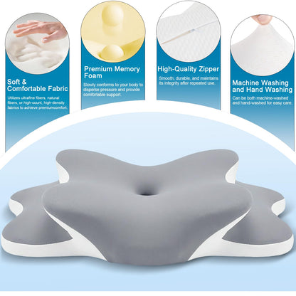 Sleep Apnea Pillow with Neck Pain & Snoring Relief -Orthopedic Cervical Pillow, Ergonomic Contour Memory Foam Pillow for Side,Back,Stomach Sleepers,Dreamers (Gray, Queen Size) - Available at All In One Marketplace Canada