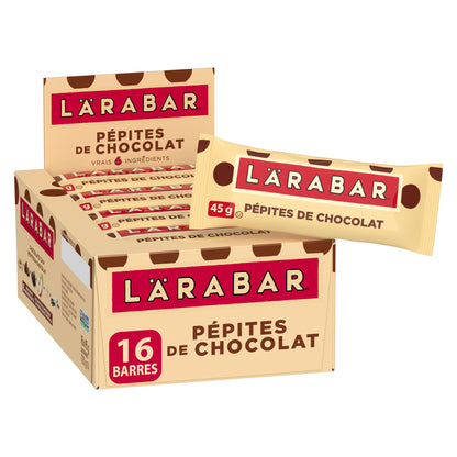LÄRABAR Chocolate Chip, Fruit and Nut Energy Bar, Pack of 16 Bars, Gluten Free, Vegan, Family Pack, Snack Bars, 720 Grams Package - Available at All In One Marketplace Canada