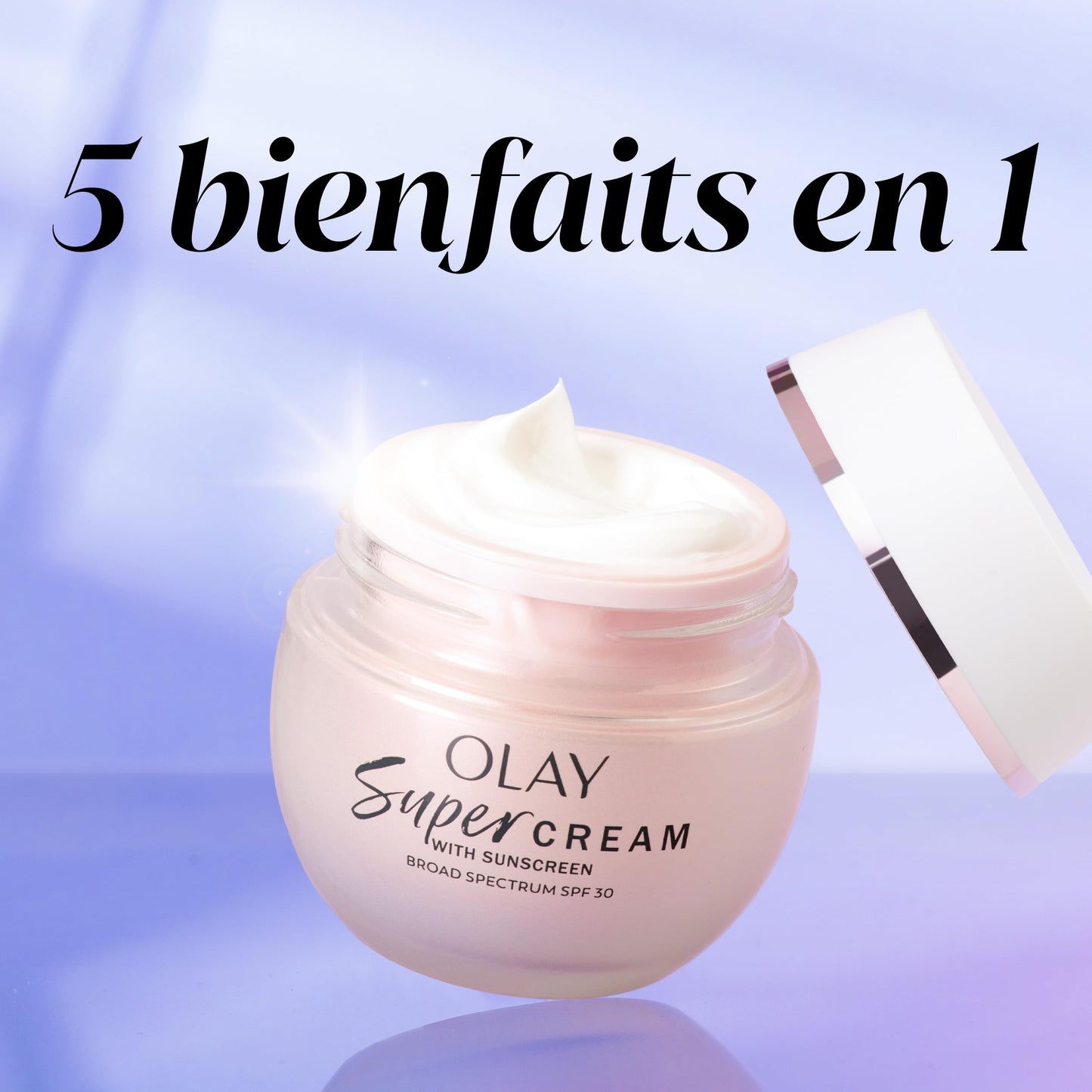 Olay Super Cream with Sunscreen SPF 30, Ultra Lightweight Face Moisturizer with Vitamin C, Hyaluronic Acid, Niacinamide, Vitamin E, and Collagen Peptide that hydrates, smooths, brightens, firms, and protects with SPF, 50 mL - Available at All In One Marketplace Canada