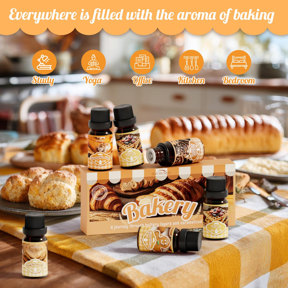 Bakery fragrance oils for Diffuser, Dessert Essential Oils for Aromatherapy, Candle Making, Waffle, Pumpkin Pie, Snickerdoodle, Gingerbread and More, Gift Set for Freshie Scents 🍁 All In One Marketplace Canada