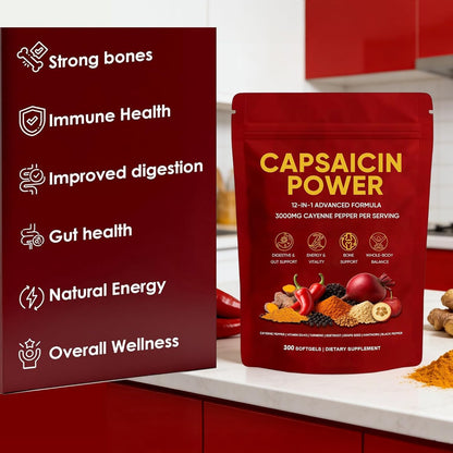 Cayenne Pepper - Cayenne Pepper Capsules | Resealable Package | 300 Softgels / 1 Bag B - Available at All In One Marketplace Canada