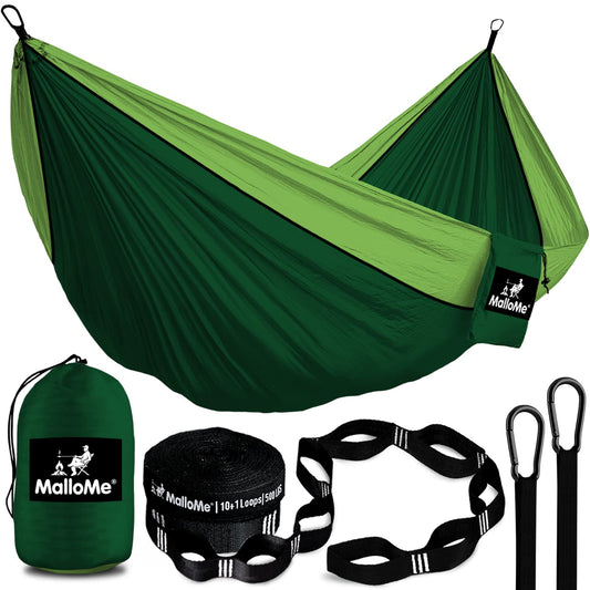 MalloMe Camping Hammock with Straps - Portable Outdoor Hammock for Adults, Kids - Single Hamac - 1 Person Hammocks - Tree Hamac Swing with Accessories - Hamock Tent for Travel - Hammocks for Outside