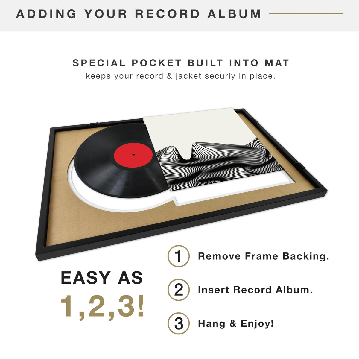 MCS Groove Record Album Frame, Black, 16.5 x 25 in