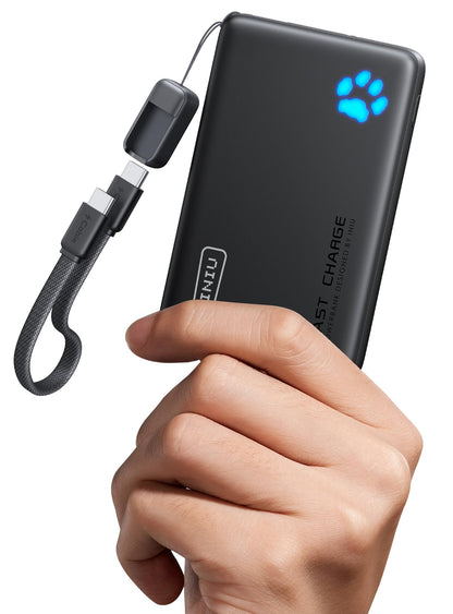 INIU Power Bank, 40% Smaller 10000mAh Portable Charger, 45W Ultra Fast Charging Powerbank with Detachable USB C Cable, Flight-Safe Travel External Battery Pack for iPhone 17 16 Samsung Google iPad etc - Available at All In One Marketplace Canada