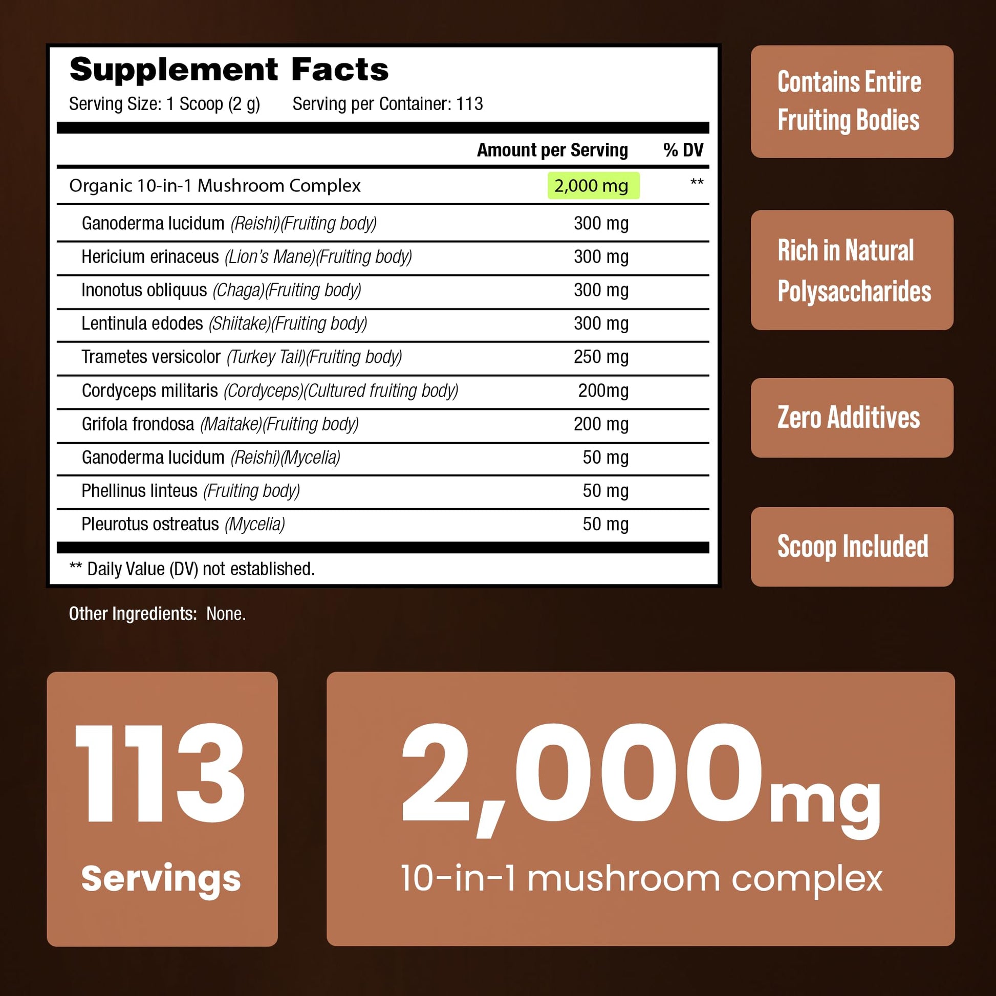 Organic Mushroom Powder - 10-in-1 Complex - Mushroom Supplement Powder Blend for Memory, Focus & Immune Support - Mushroom Blend For Coffee, Water, Smoothies - 8oz - Available at All In One Marketplace Canada