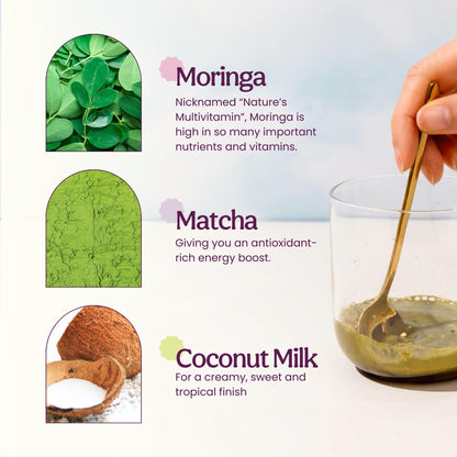 Blume Matcha Coconut Superfood Latte – Organic Matcha Green Tea from Shizuoka Japan, Moringa Leaf & Coconut Milk Latte Mix, Caffeine & L-Theanine for Energy & Focus, Zero Sugar, Vegan - 25 Servings