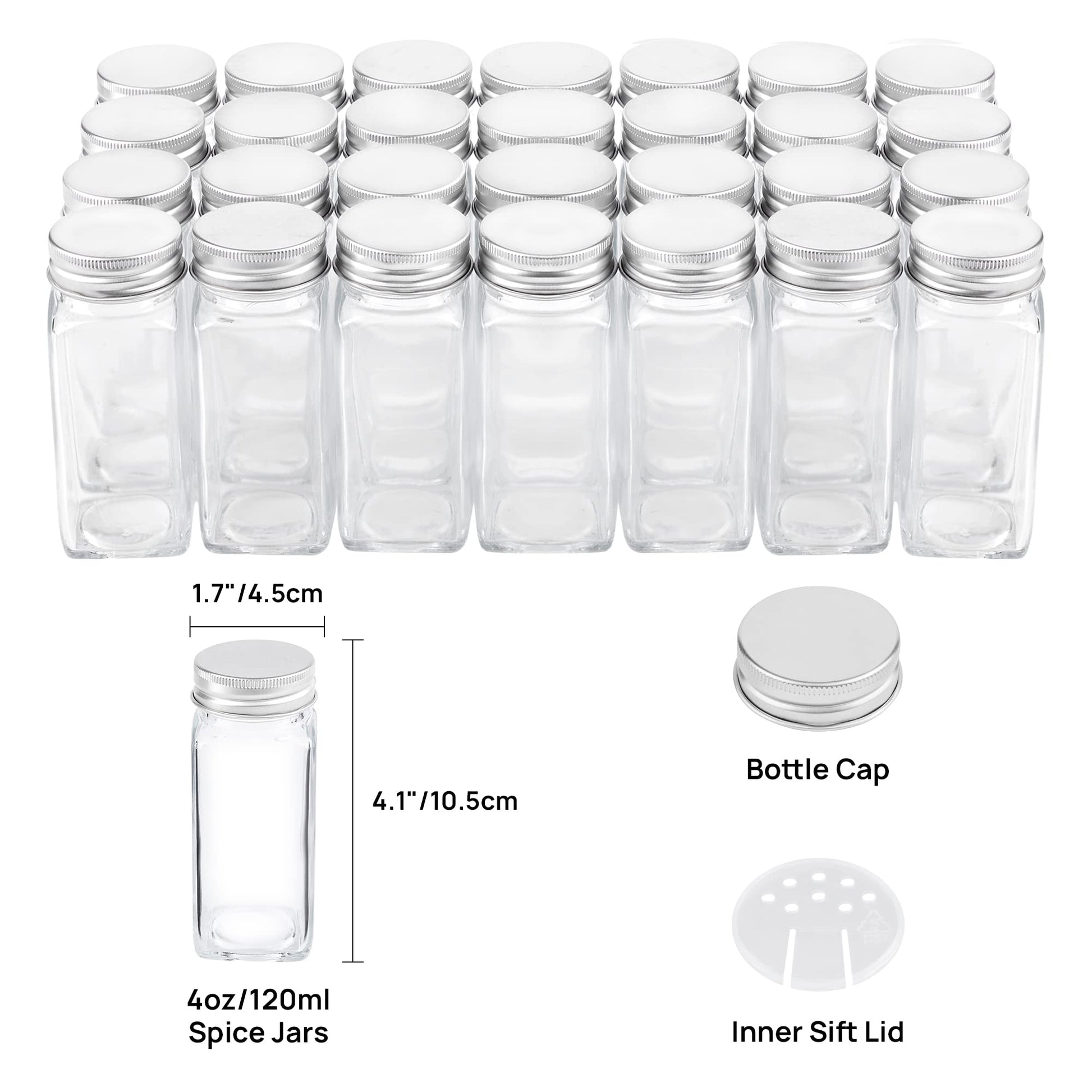 Vtopmart Spice Rack Organizer for Cabinet, 4 Tier Spice Organizer with 28 Empty Spice Jars and 432 Blank Labels, Seasoning Organization for Countertop, Cabinet, Kitchen, Pantry, Cupboard - Available at All In One Marketplace Canada