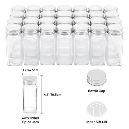 Vtopmart Spice Rack Organizer for Cabinet, 4 Tier Spice Organizer with 28 Empty Spice Jars and 432 Blank Labels, Seasoning Organization for Countertop, Cabinet, Kitchen, Pantry, Cupboard - Available at All In One Marketplace Canada