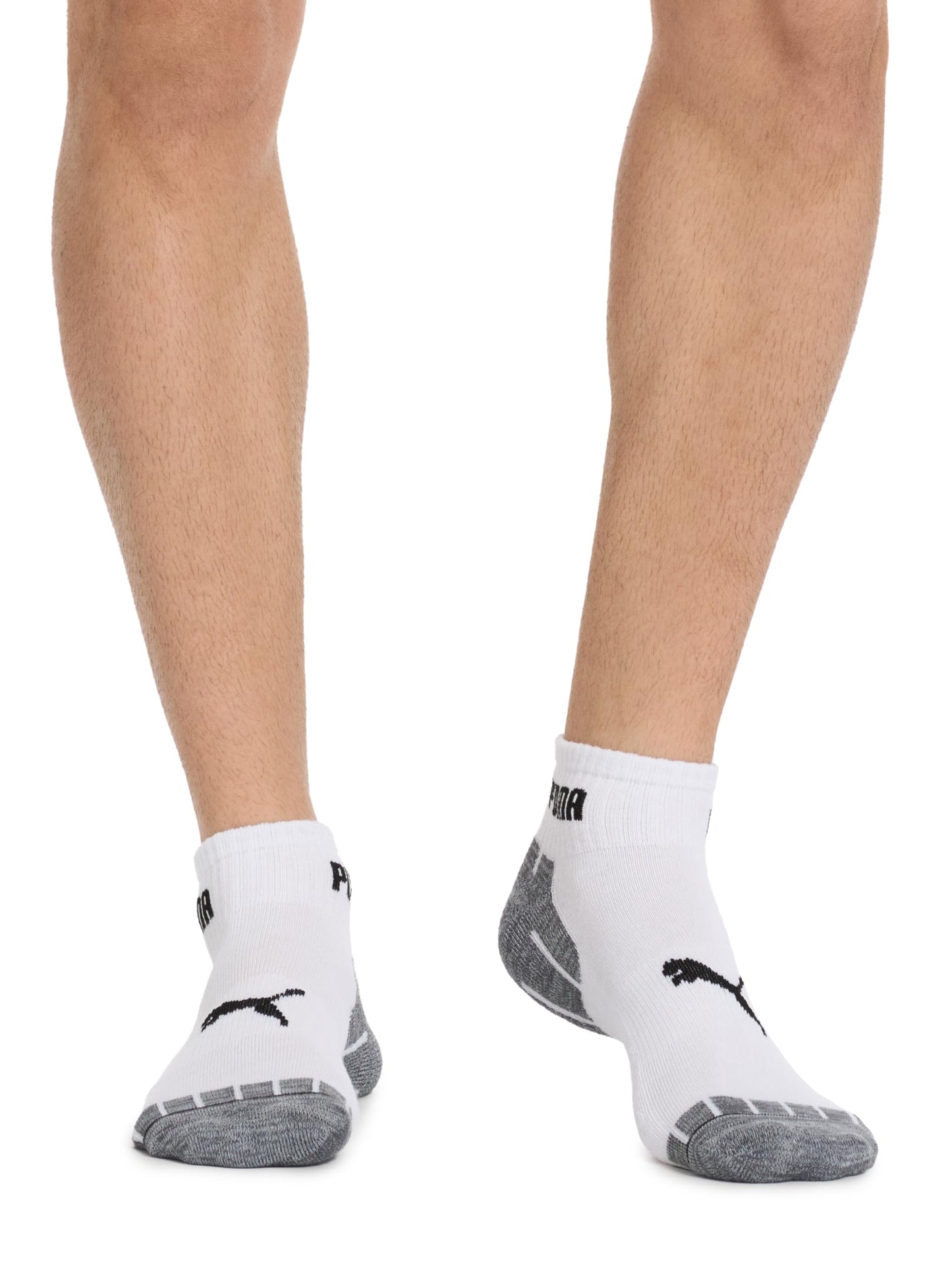 PUMA Men's 8 Pack Athletic Cushioned Quarter Crew Socks, White/Grey, 10-13 PUMA