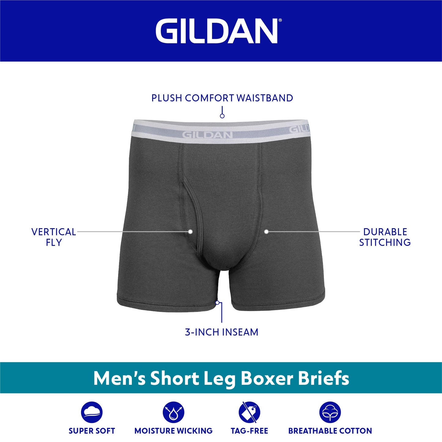 Gildan Men's Boxer Briefs, Multipack, Mixed Blue (5-Pack), Medium 🍁 All In One Marketplace Canada