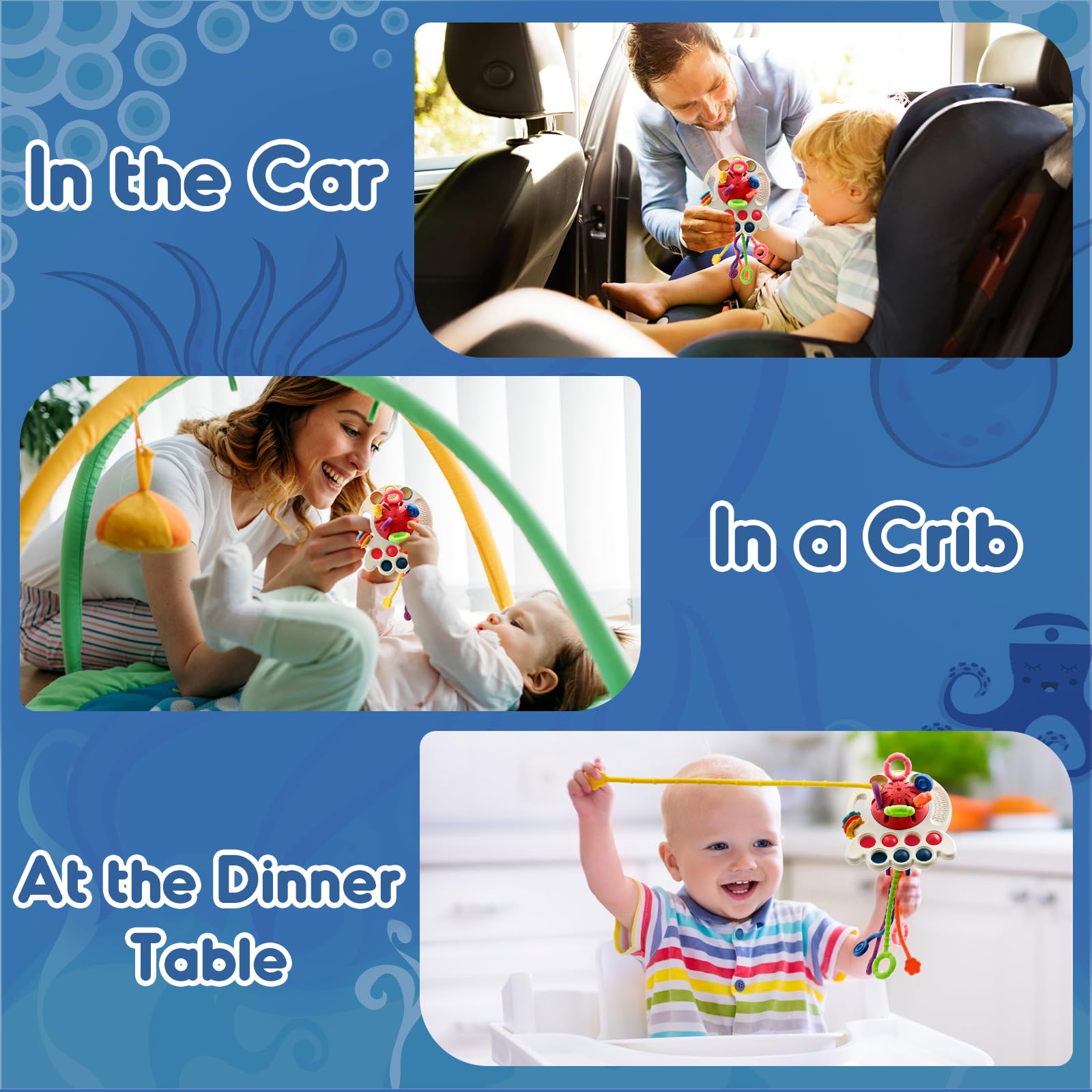 Sensory Montessori Toys for Baby 18 Months, Toddler Travel Toys for 2 Year Old Boy Girl Birthday Gifts, Soft Pull String Fidget Educational Learning Bath Toys for 18 Months Infant Newborn - Available at All In One Marketplace Canada