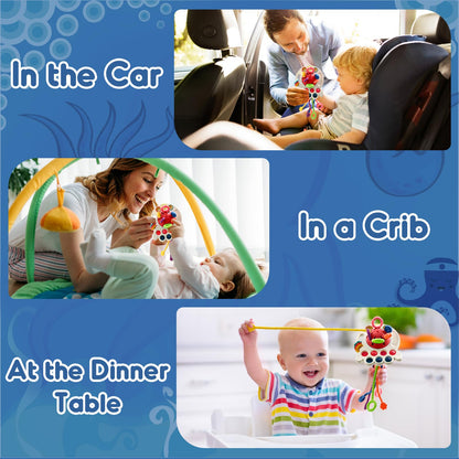 Sensory Montessori Toys for Baby 18 Months, Toddler Travel Toys for 2 Year Old Boy Girl Birthday Gifts, Soft Pull String Fidget Educational Learning Bath Toys for 18 Months Infant Newborn - Available at All In One Marketplace Canada