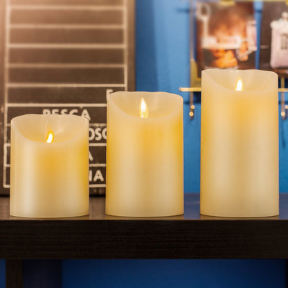 Pandaing Pack of 3 LED Flameless Flickering Battery Operated Candles with Remote and Timer, Real Wax Moving Wick Pillar Candles for Festival Wedding Christmas Home Party Decor 🍁 All In One Marketplace Canada