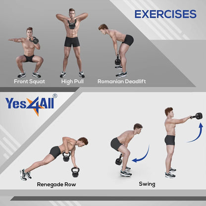 Yes4All Solid Cast Iron Kettlebell Weights Set – Great for Full Body Workout and Strength Training – Kettlebell 20 lbs (Black)